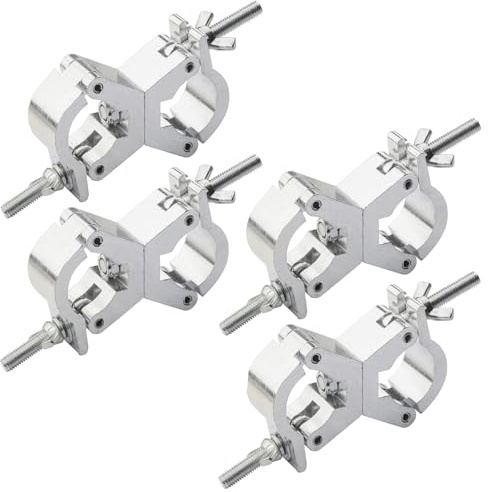 Mad Owl Stage Lighting Equipment & Accessories,Aluminum C‑clamp Scaffolding Heavy Duty Truss Clamps Adjustable 30-35mm/1.18-1.38 inches for Moving head beam lighting (4pack Silver color)