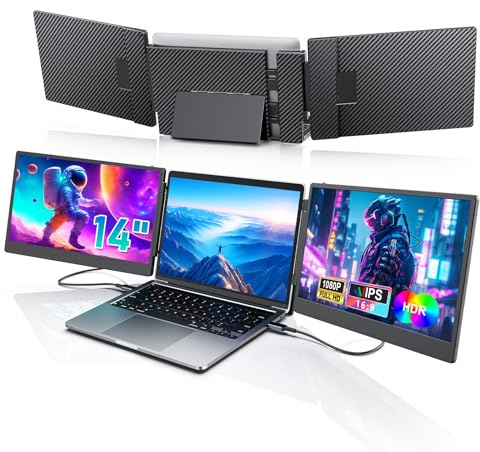 Laptomo Laptop Monitor Extender, 14 FHD Laptop Screen Extender, 1080P FHD Triple Screen, Plug & Play Monitor Extender for Win/Dex/Android/Mac