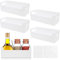 Griwuut 4 Stück Aufbewahrungsbox, Aufbewahrungskorb Kunststoff, Organizer mit Griffen Kitchen Schrank Storage Körbchen,Weiß Eng Aufbewahrung Bad