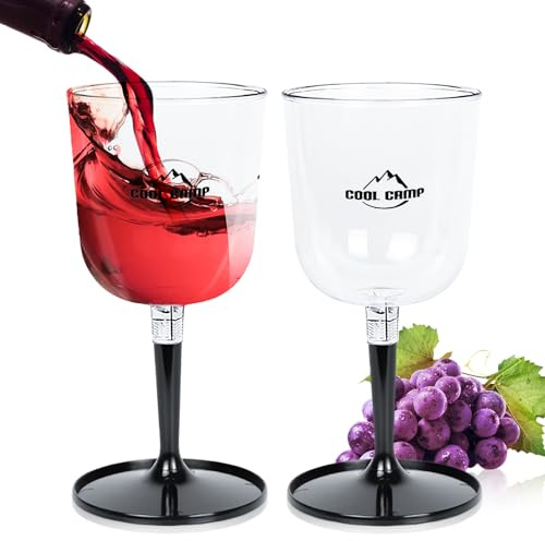 Plastic Wine Glasses, Set of 2, 295 ml, Unbreakable Camping Wine Glasses, Plastic, Dishwasher Safe, BPA-Free, Ideal for Picnics, Outdoors, Travel, Festival, Wine, Sparkling Wine, White Wine, Red Wine