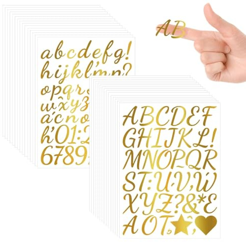 Pegatinas de letras doradas de 1 pulgada, 1590 unidades, pegatinas con números, letras adhesivas resistentes a la intemperie, para gorros de graduación, álbumes de recortes, manualidades