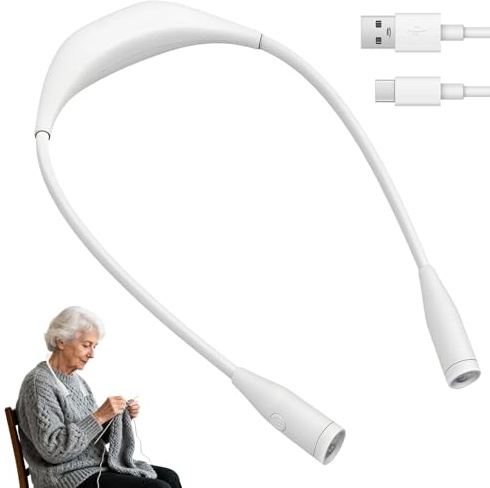 Synclum Luce da Collo per Lettura a Letto LED Ricaricabile USB, Lampada da Lettura per Libri con 3 Colori di Luce e Luminosità Regolabile, Luce Libro Notturna Flessibile 360°, Mani Libere