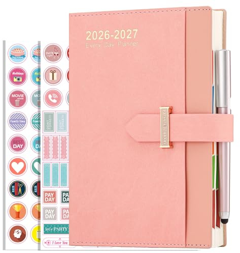 Mcdsuc Academic Diary 2026-2027 A5 Page A Day,Pink Hardcover Organiser | August 2026-August 2027 diary,School Diary 2026-2027,Appointment Notebooks for Women