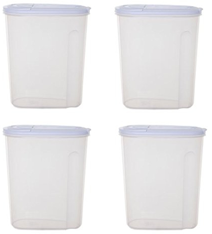 Set of 4 3L Cereal Dispenser Dry Food Storage Tubs Clear Container Ideal For Pasta Oats Rice Flour