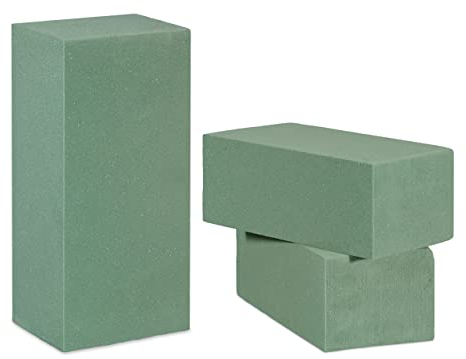 Relaxdays Steckschaum für Frischblumen, 3er Set Steckziegel, Nasssteckschaum Blumengestecke, Hochzeit, 7,5x20x10cm, grün