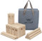 WELLGRO XL Kubb Spiel mit Laser Gravur - Kiefernholz mit Branding, Wikingerspiel inkl. Anleitung und Aufbewahrungstasche - Schwedenschach Rasenschach