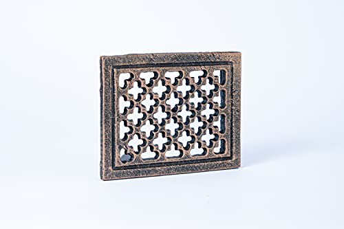 SEZAM Lüftungsgitter aus Gusseisen 15,5 x 2,3 x 12 cm, für Kachelöfen, Holzbacköfen & Kamine - Warmluftgitter - Luftgitter für Ofen, kupferfarben bemalt