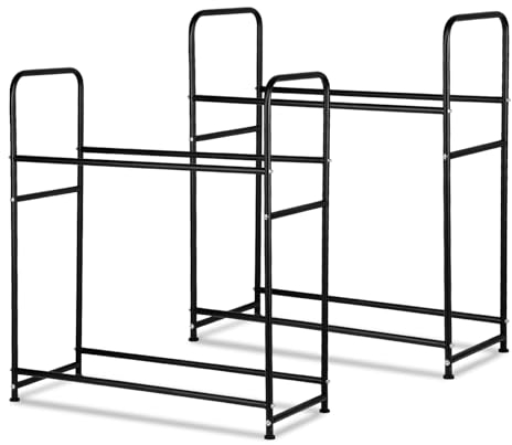 Sonnewelt Étagère à pneus per 8 pneus, 107 x 46 x 117cm Étagère à pneus réglable en Hauteur Étagère de Stockage pour, capacité de Charge 180kg Étagère à Jantes en métal 2 Couche, 2 pièce