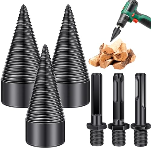 Gisafai 6 Pcs Firewood Log Splitter Drill Bit Wood, Screw Cones Kindling