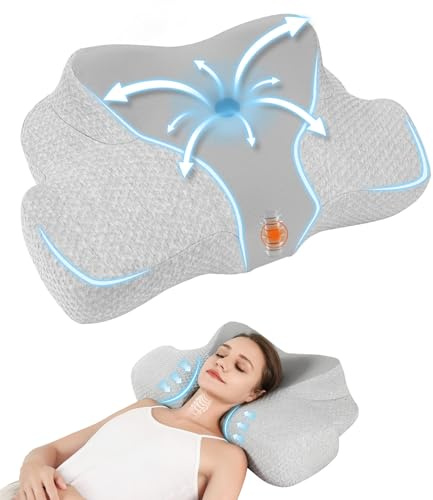 jiaao Cuscino in Memory Foam Ortopedico Cervicale per Dolore al Collo Cuscino Ergonomico per Dolore alla Spalla Cuscino di Sostegno del Collo per Traversine Laterali/Schiena/Stomaco