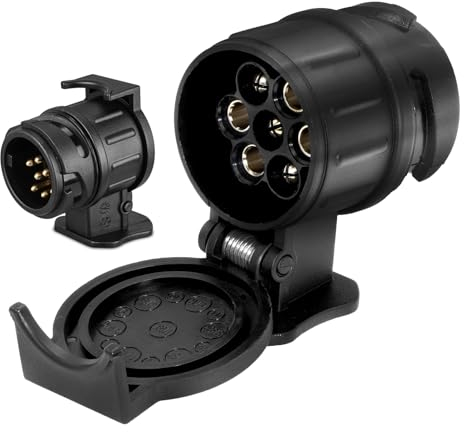 YESLUSY Adattatore 13 a 7 poli, 12V Adattatore Presa Rimorchio da 13 a 7 pin Impermeabile per Auto, RV, Gancio Traino, Portabici