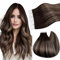 Ugeat Echthaar Extensions Tape Balayage für Kurz 30 cm Leicht Invisible Tape Extensions Echthaar Dunkelbraun Ombre Aschblond für Reisen 20 Stück 30G #4/18/4