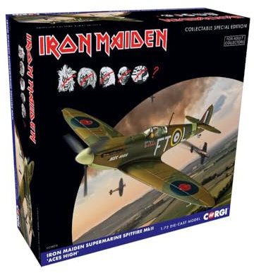 Corgi CC39215 Iron Maiden - Supermarine Spitfire MKII 'Aces High' Model Airplane - Diecast Planes & Aircraft Models for Ages 14+, Die Cast Plane, Toy Airplanes - Gift for Young Aviation Fans