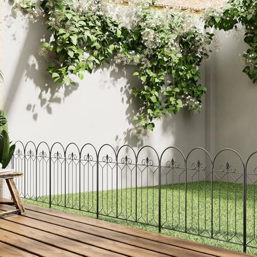 The Fellie Decorative Garden Fence 5 PCS, Rustproof Metal Garden Borders for Flower Bed/Patio/Backyard, Outdoor Dog Fence Border Animal Barrier, 61 * 81CM