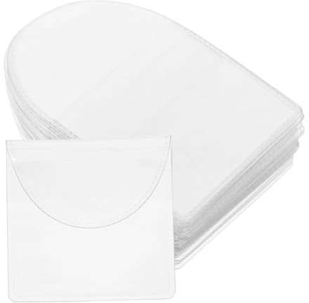 VICASKY 50 bolsas para tarjetas de identificación, llaves, mangas, soporte para monedas, organizador de plástico, funda de plástico duro, PVC transparente
