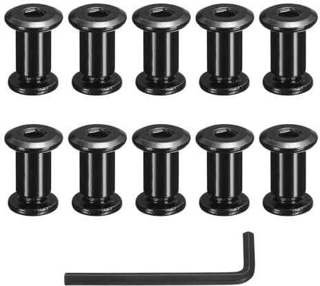QUARKZMAN 10 Set Viti A Bindello M8x13mm Bulloni Femmina 10x18mm Testa A Brugola Cava Viti A Rivetto Viti Per Mobili Acciaio Inossidabile Con Chiave Per Riparazione Mobili Nero