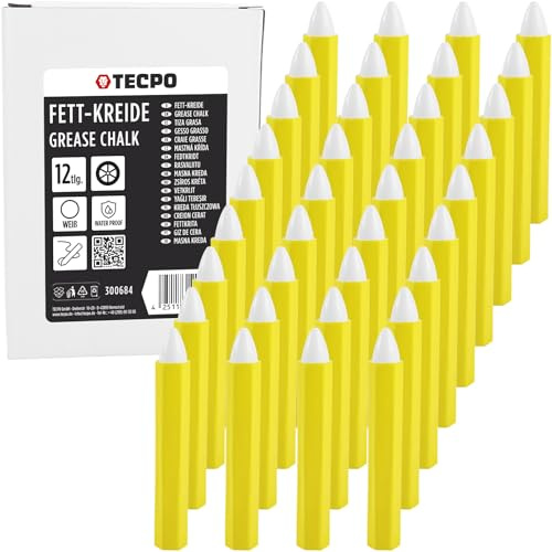 TECPO Tiza blanca para neumáticos, 36 piezas, universal, resistente al agua, resistente a las manchas, tiza grasa, alta opacidad, marcador preciso de neumáticos, marcador de neumáticos
