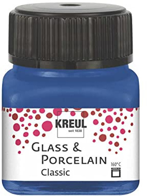 Kreul 16218 Glass & Porcelain Classic Cobalt Blue in 20 ml Glass, Brilliant Glass and Porcelain Paint Water-Based, Quick-Drying, Opaque