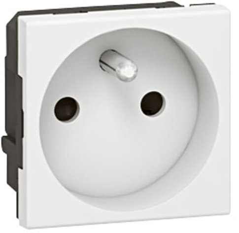 LEGRAND | Prise 2P+T F/B Bornes A Vis, Mosaic, Connexion À Vis Pour Rénovation, Éclips De Protection Pour Enfants, Blanc Brillant 2 Modules