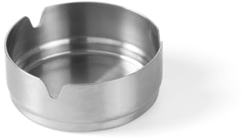 HENDI Aschenbecher, mit Zigarettenhalter, ø80x(H)30mm, Stapelbar, Edelstahl