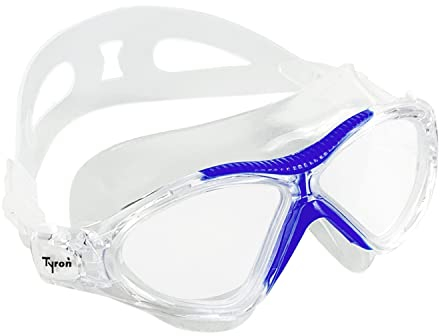 Tyron Kinder-Schwimmmaske (blau) | Schwimmbrille für Kinder | Jungen & Mädchen | Training & Wettkampf | Anti Fog Beschichtung | UV Schutz | 100% Silikon