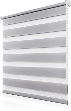 Doppelrollo Klemmfix ohne Bohren 95x120cm(BxH), Rollos für Fenster ohne Bohren Hellgrau, Duo Rollo Klemmrollo, Lichtdurchlässig & Sichtschutz,Fenster Rollos für Innen