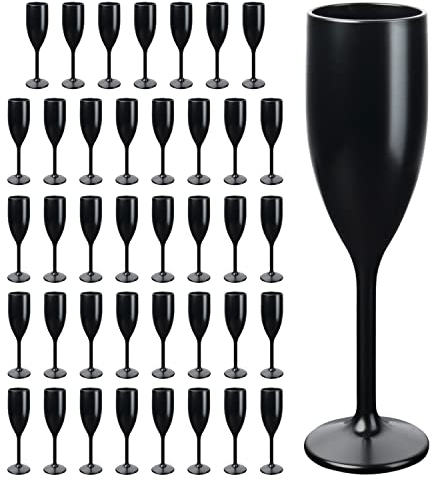 Schramm® Mehrweg Sektgläser in schwarz wählbar 6, 12, 24 oder 48 Stück 150 ml Champagner Glas Sektflöten Sektkelch Stielglas Champagner Gläser Fassungsvermögen, Größe:48 Stück