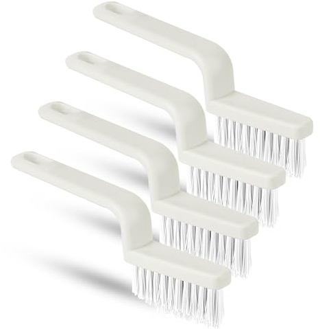 4St Fugenbürste Bad, V-Form Steife Borsten Bürste Reinigung Fugenreiniger für Fliesen, Reinigungsbürsten für Fliesenböden, Schienen, Türschlitze, Badezimmer, Küche, Fenster (Weiß)
