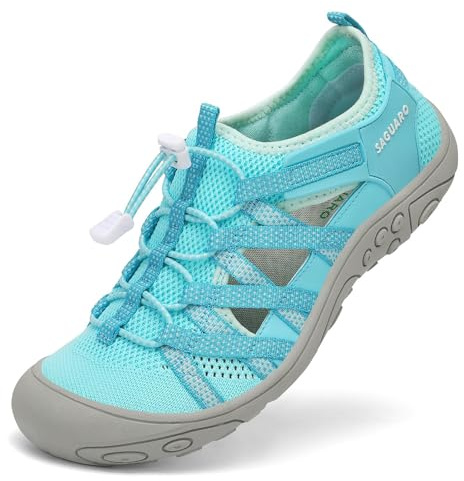 SAGUARO Sandales de Trekking pour Femme Outdoor Sport Sandales de randonnée d'été Antidérapant Respirantes Bleu Ciel 36 EU