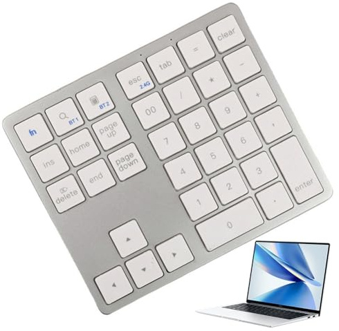 LYEAA Tastierino Numerico Bluetooth 2.4G Tastierino Numerico Wireless Compatibile con Bluetooth USB Ricaricabile 35 Tasti Tastiera Numerica Ultrasottile Portatile for for Laptop Desktop/PC