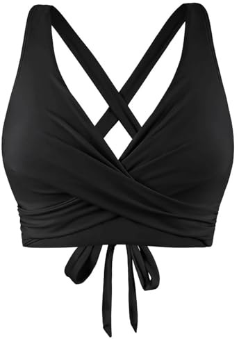 Bikini Tops for Women UK Clearance,Sexy Criss Cross Bikini Top Halter Neck Push up Bandeau Bikinis Padded Swimwear Beach Bathing Suit Swimsuit Beach Party Vacation Swimming Costume Ladies