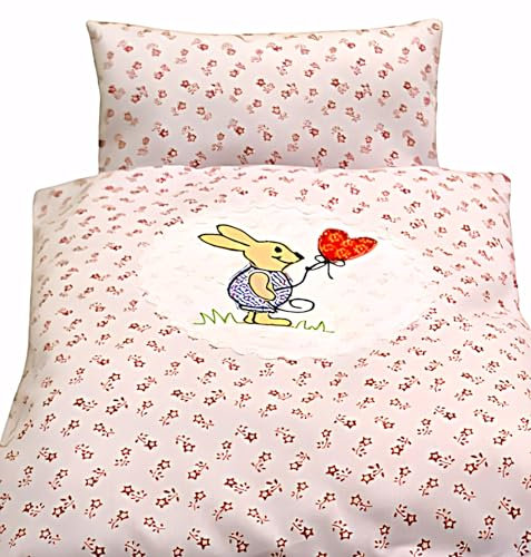 Bettwäsche für Puppenwagen, Puppenbettwäsche, Puppenbett 2teiliges Set, Baumwolle, Fuchsmädchen im Boho - Design