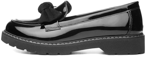Lilley Rosita Girls Black Patent Bow Loafer - Size 6 UK - Black