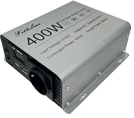 Reiner Sinus-Wechselrichter DC 12 V Eingang und AC 230 V Ausgang mit LCD-Display, USB-Ausgangsanschluss, Typ-C-Ausgang (400 W)