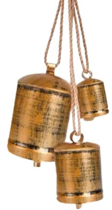 Euyehn Kuhglocken Weihnachtsdekoration,Weihnachtskuhglocken - Kuhglocken am Seil-Set,Weihnachtsglocken zur Dekoration, Weihnachtsglocken an einem handgefertigten Seil zur Dekoration der Flurwand