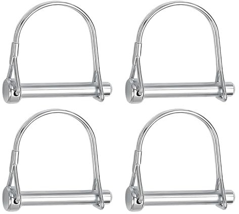 SMLOPLOM Lot de 4 goupilles de verrouillage M8 x 70 mm, goupilles pliantes en acier au carbone, boulons de sécurité pour remorque, argent