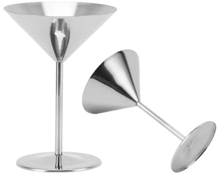 Jwthee Verres à cocktail incassables 220 ml, 2pcs en verre martini en acier inoxydable verres martini ensembles de martini verres de cocktails de martinites en métal verres martini avec