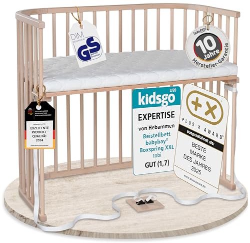 babybay Boxspring XXL Beistellbett, Natur unbehandelt, mit Matratze