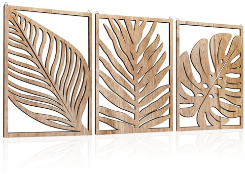 Haohai Lot de 3 décorations murales en bois à ligne unique - Décoration murale minimaliste - Ligne de montagne abstraite - Décoration murale en bois à suspendre pour salon, chambre à coucher, salle de