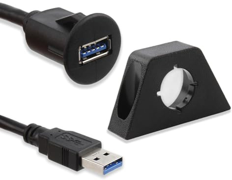 Conector USB 3.0 de 2 m, conector USB 3.0, conector de 3.3 pulgadas y 3.0, cable de extensión de 10 Gbps de carga 5 V/2 A, conector hembra para montaje a ras en coche/barco/RV/motocicleta, adaptador