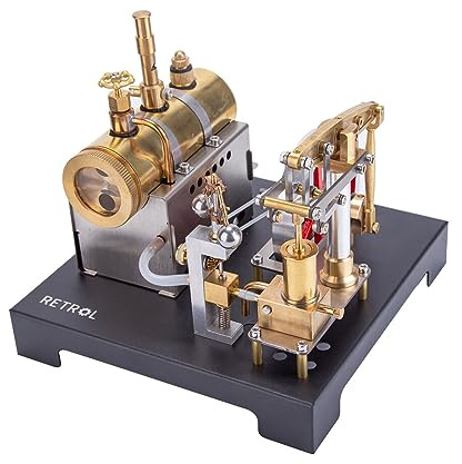 Stylomira RETROL SE-01 Full Metal Steam Engine Kit, Horizontal Boiler DIY Kit, with Flyball Governor, Educational Mechanical Model Gift for Steam Engine Enthusiasts