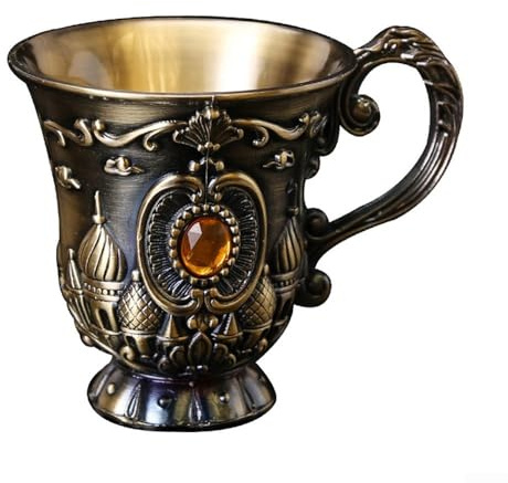 Bicchiere da vino in lega di metallo in stile europeo con design retrò, adatto per whisky, vino, liquore, caffè, tè e latte, impugnatura antiscivolo, capacità 30 ml