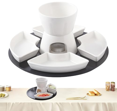 Ihdjasg Juego de Fondue de Queso para Niños,Set de de Ceramica - Cuenco Fundidor Resistente a Altas Temperaturas para Chocolate Queso Noches Romanticas Cumpleaños Ocasiones Especiales Fiestas Bodas en