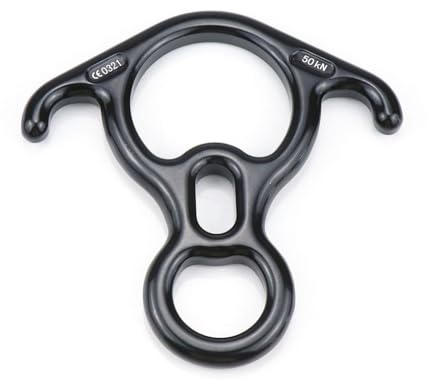 AMSLSIU Escalade Descendeur 50KN Descente 8-13mm Corde Rappel Anneau Crochet Ralentir Sécurité Alpinisme Survie Protecteur, Le Noir