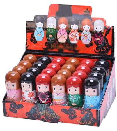 Bálsamo labial con forma de muñeca, 24 labios, humectante reparador para eliminar la piel muerta, nutritivo, 1 caja, bálsamo labial de belleza, humectante, barras de labios hidratantes, barra acl.