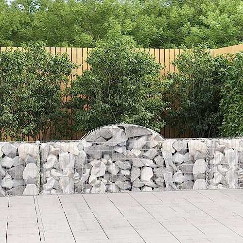 WRJENFSC Set of 4 Galvanized Iron Gabion Basket 78.7 x 78.7 x 11.8 in Silver Raised Planter Retaining Wall Outdoor Garden Bed Decor for Patio Landscape