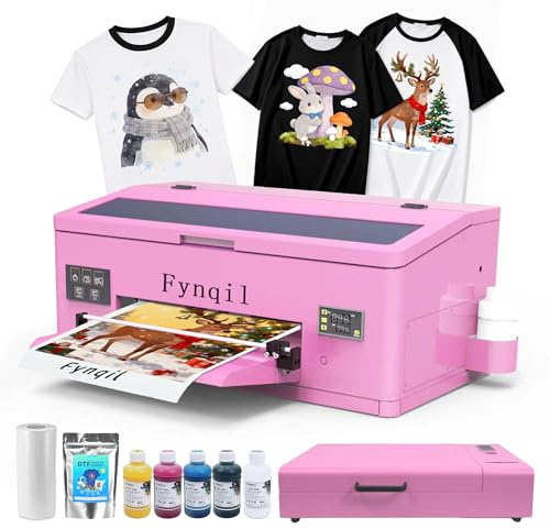 A3 DTF Printer and Oven R1390 Bundle, A3 Transfer Printing Machine for DIY Print T-Shirts Apparel with White Ink Systems & Auto Cleaning Includes Oven Powder Ink Film Software(Remote Installation)