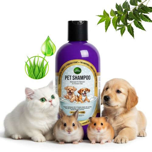 Parle Ropvatika 200ml Medicated Pet Herbal Shampoo – Neem & Aloe Vera | Anti Itch, Anti Tick & Flea Treatment | Reduces Hair Fall Soothes Skin Irritation | Natural Shampoo Dogs, Cats, Rabbits, Hamster