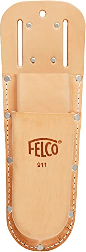 FELCO 911 Holster für Gartenscheren (Etui aus Leder, für 2 Baumscheren oder 1 Schere + 1 Klappsäge, Werkzeughalter mit Gürtelschlaufe, Maße 285x98 mm, ohne Werkzeug)