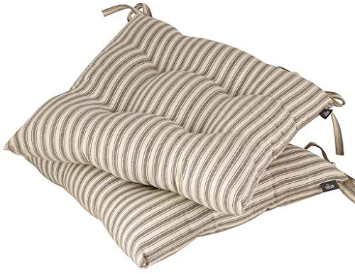 Dibor Dining Chair Seat Pads Set of 2 Grey Striped Chair Cushions (CB14)